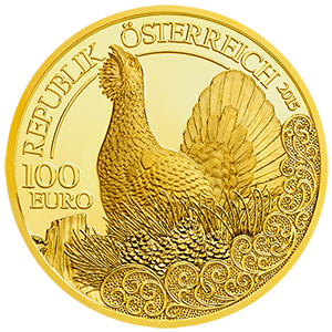 100 Euro Goldmünze Der Auerhahn Wertseite 100 Euro Goldmünze Der Auerhahn