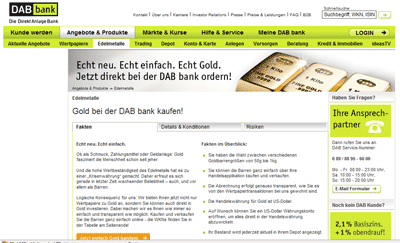 gold depot Neues Gold Depot der DAB Bank mit günstiger Lagerung