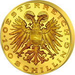 100 Schilling Avers 100 Schilling Goldmünze