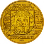 1000 Schilling Goldmünze Buchmalerei Wertseite e1327435689517 Schilling Goldmünzen