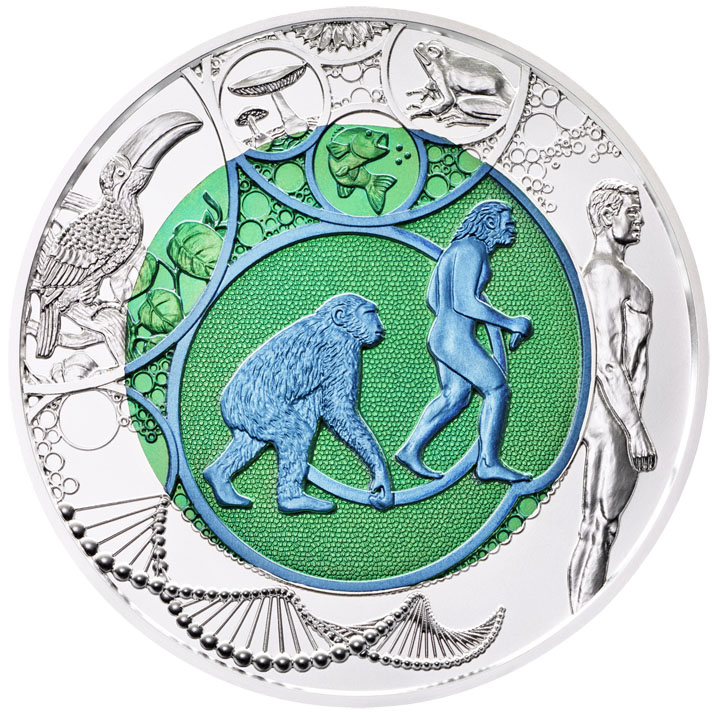 25 Euro Niob REvolution in zwei Farben Bildseite 25 Euro Silber Niob Bimetallmünze – Evolution