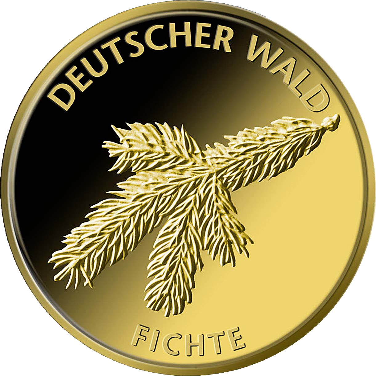 20 Euro Goldmünze Deutscher Wald Fichte 2012 Bildseite Goldmünze Deutscher Wald   Fichte