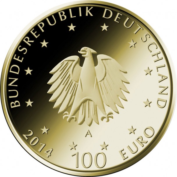 100 Euro Goldmünze UNESCO Welterbe Lorsch Wertseite 608x607 100 Euro Goldmünze UNESCO Welterbe Lorsch Wertseite