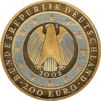 200 Euro Goldmünze Deutschland Wertseite 200 Euro Goldmünze Deutschland Wertseite