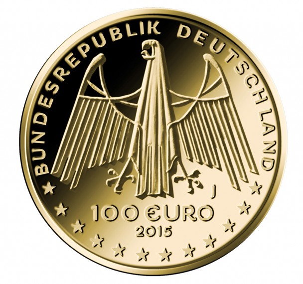 100 Euro Goldmünze UNESCO Weltkulturerbe Oberes Mittelrheintal Wertseite 608x570 100 Euro Goldmünze Oberes Mittelrheintal