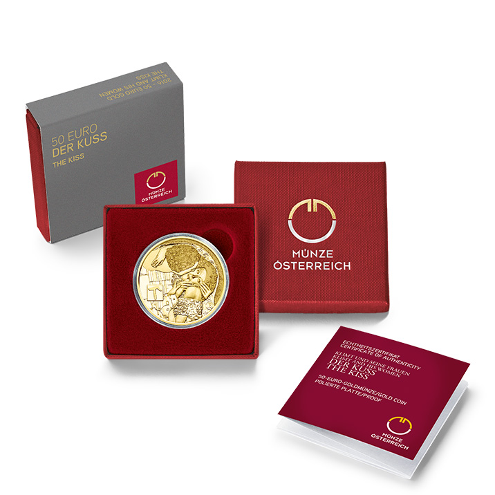 Klimt Goldmünze Der Kuss 50 Euro Goldmünze   Der Kuss 