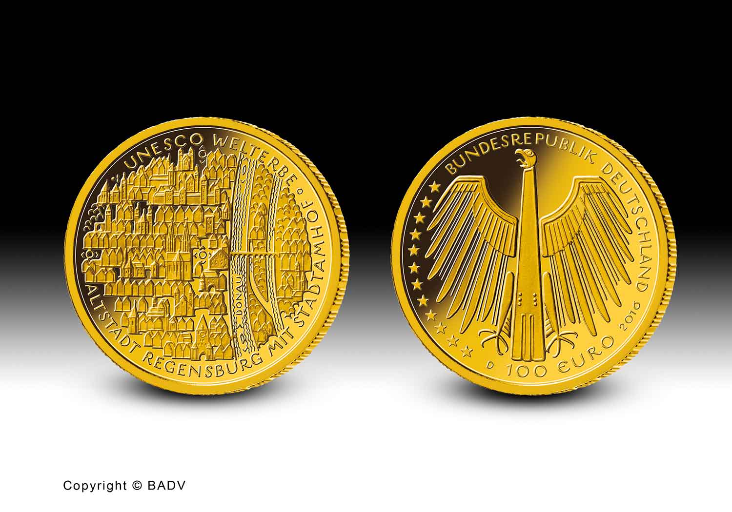 Goldmünze UNESCO Welterbe Regensburg 100 Euro Goldmünze Regensburg